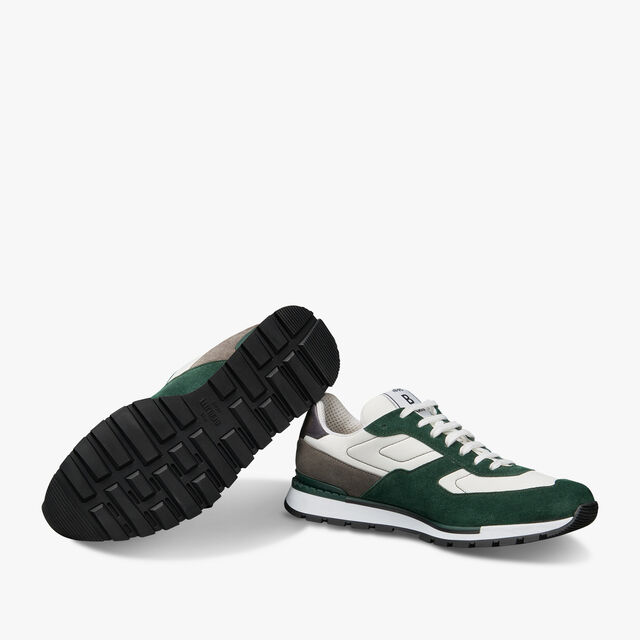 Fast Track Suede Leather And Nylon Sneaker, GREEN, hi-res 4