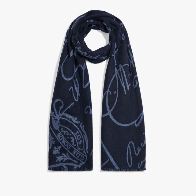 Wool Scritto Scarf, INK, hi-res 1