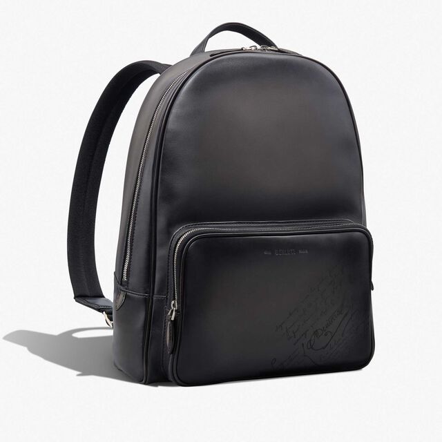 Time Off Scritto Leather Backpack, NERO GRIGIO, hi-res 2