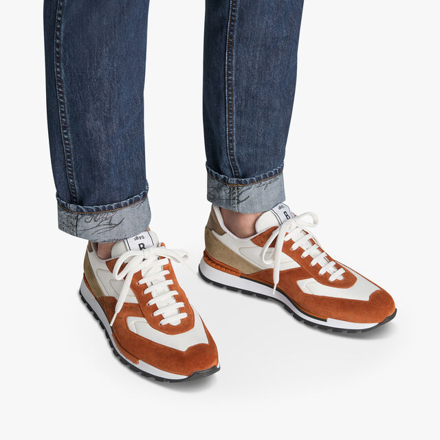 Fast Track Suede Leather And Nylon Sneaker, RUST, hi-res 7