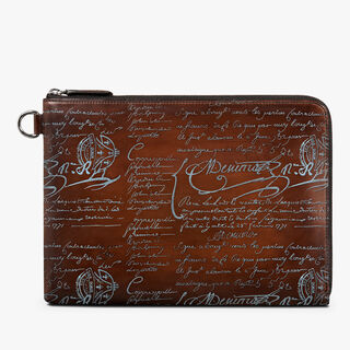 Nino GM Scritto Leather Clutch, MOGANO, hi-res