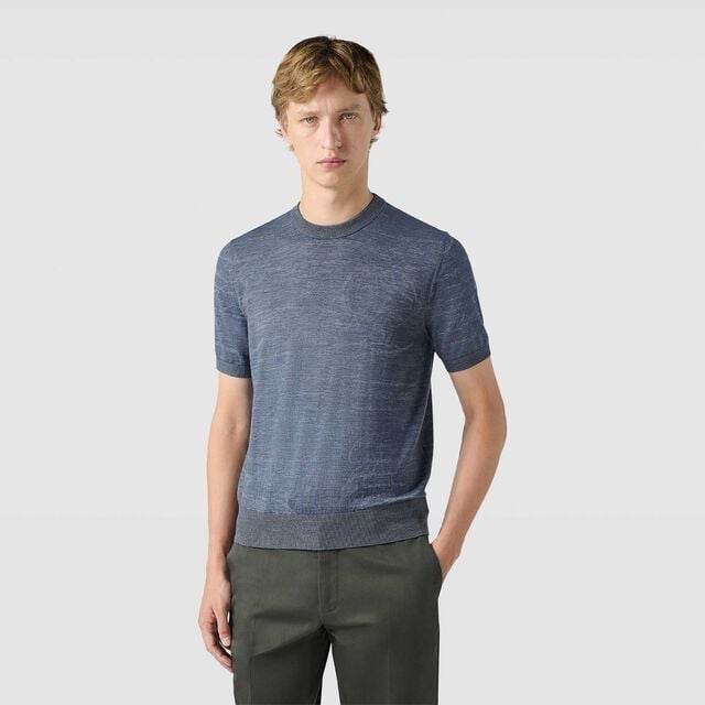Light Scritto Wool Short Sleeves Crewneck, DUSTY BLUE, hi-res 2