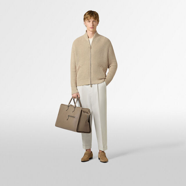 Cotton & Linen Relaxed Trousers, WHITE CANVAS, hi-res 4