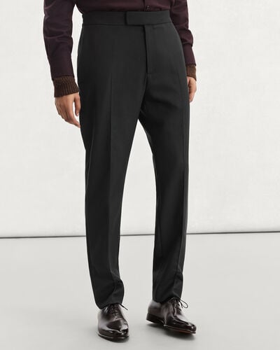 Alessio Trousers with Leather Zip-puller, Black & Night Blue, hi-res