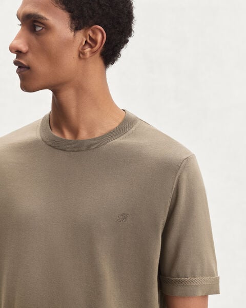 B-Thabor Embroidery Short-Sleeves Crewneck, Sepia, hi-res