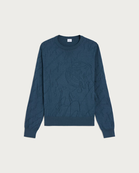 ダイアゴナル スクリットパターン クルーネック, Oceanic Wave, hi-res