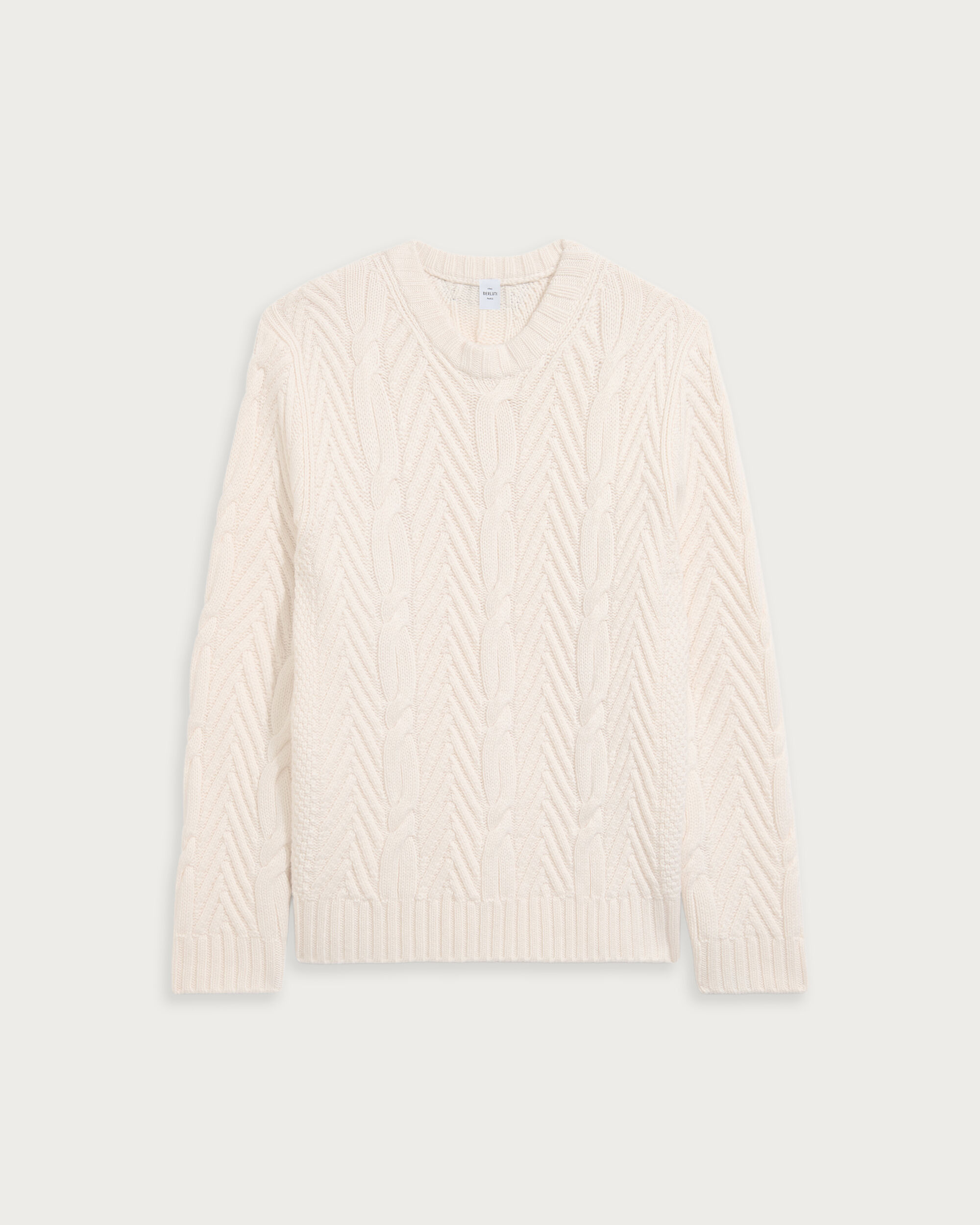 Winter Cable Knit Crewneck, Shell, hi-res