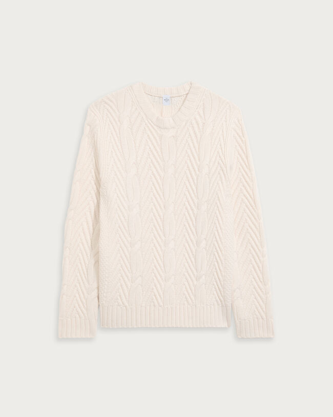 Winter Cable Knit Crewneck, Shell, hi-res
