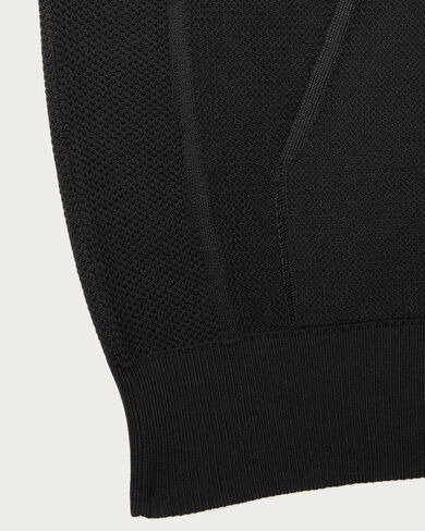 Pull Zipp&eacute; Shadow avec D&eacute;tail en Cuir, Noir, hi-res