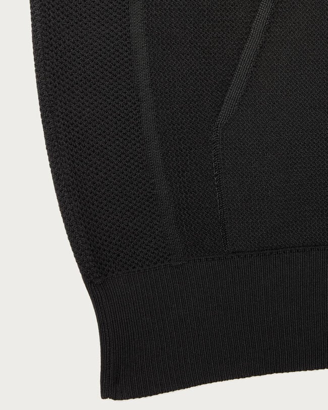 Pull Zipp&eacute; Shadow avec D&eacute;tail en Cuir, Noir, hi-res