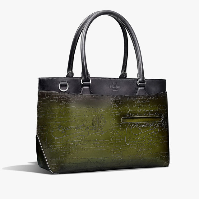 Toujours Mini Gradiant Scritto Leather Tote Bag, NERO GRIGIO + NERO CAVIAR, hi-res 2