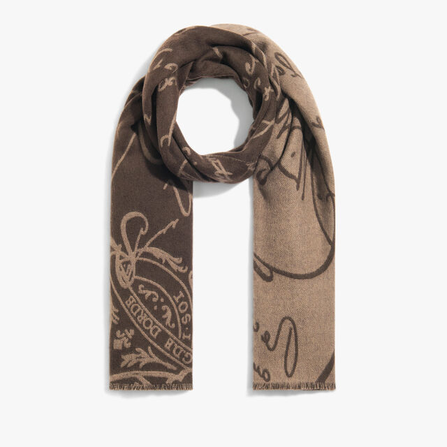 Écharpe Scritto en Laine, SIGNATURE BROWN, hi-res 1