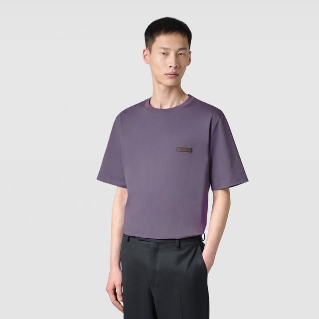 Leather Tab T-shirt, SMOCKY LILAC, hi-res 2