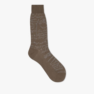 Cotton Scritto Socks, GREY RIVERSTONE / MOON, hi-res