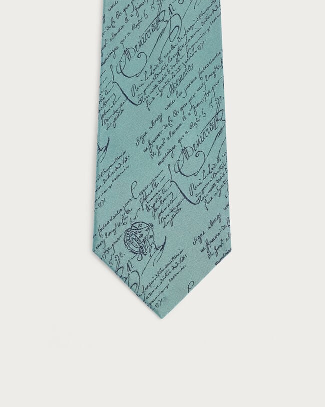 Classic Scritto Pattern Tie, Aquamarine, hi-res