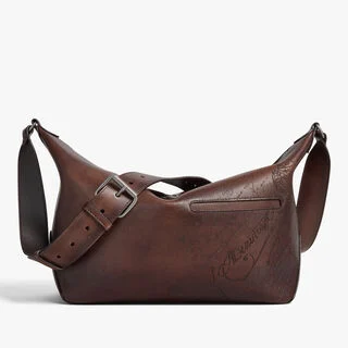 Toujours Soft Zipped Hobo Scritto Leather Messenger, SOFT BROWN, hi-res