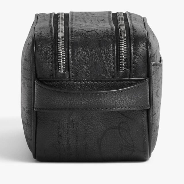 Formula 1003 Zipped Pouch In Scritto Leather, NERO GRIGIO, hi-res 5