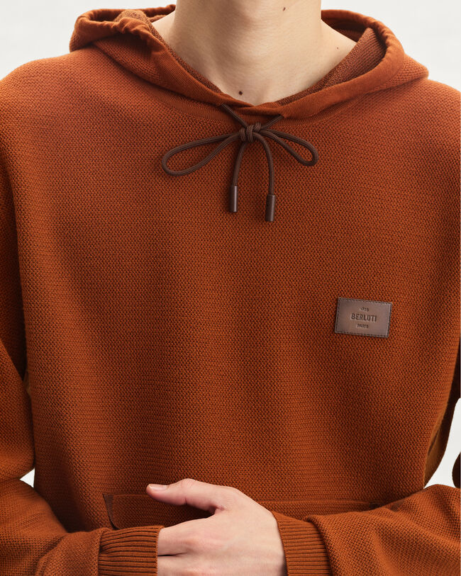 Shadow Hoodie with Leather Details, Rust, hi-res