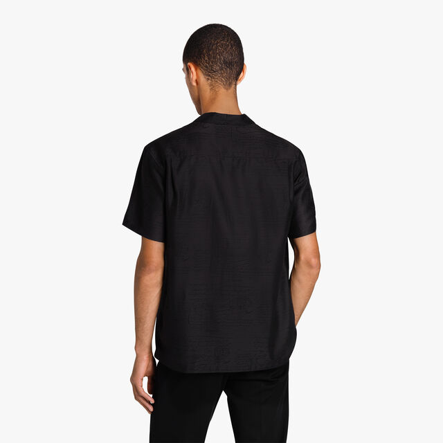 Silk & Cotton Scritto Short Sleeves Shirt, NOIR, hi-res 3