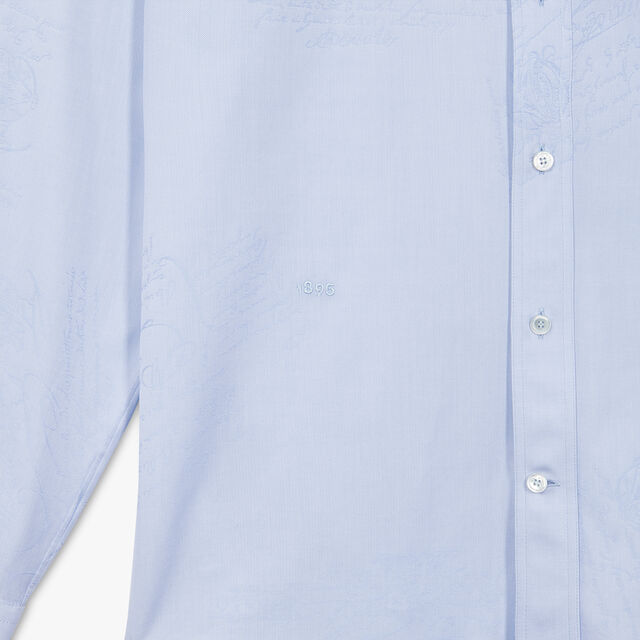 Cotton Scritto Button-Down Collar Shirt, SKY BLUE, hi-res 7