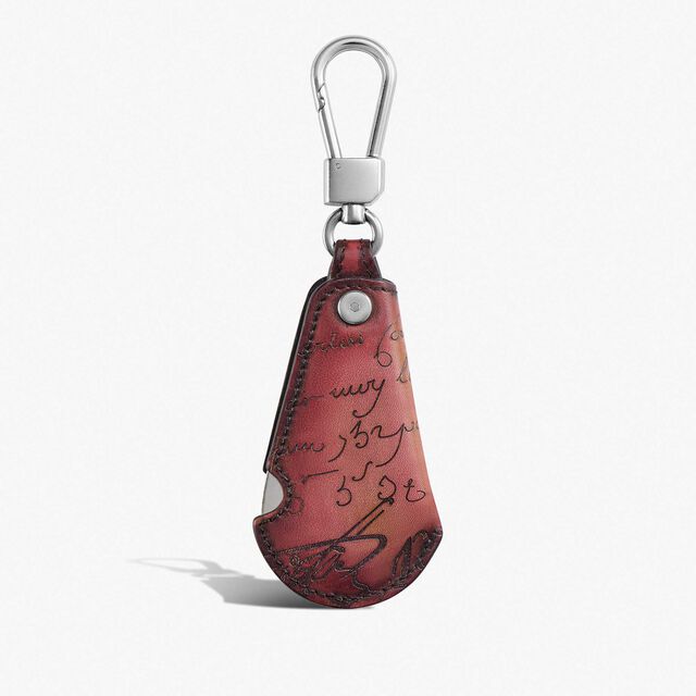 Rotative Shoehorn Scritto Leather Key Ring, LIGHT SAINT EMILION, hi-res 2