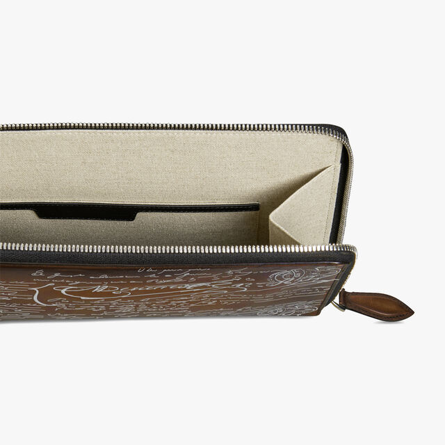 Nino GM Scritto Leather Clutch, CACAO INTENSO + SILVER, hi-res 7