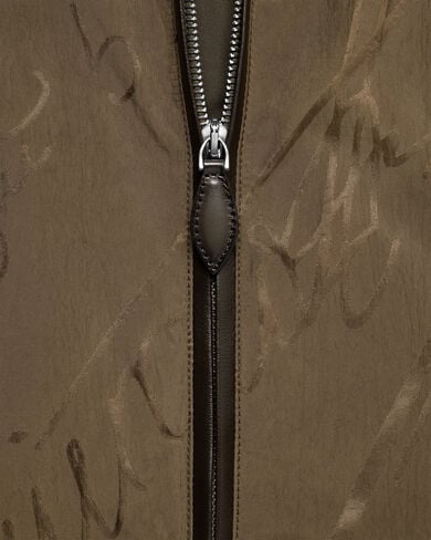 Scritto Pattern Gilet with Leather Details, Kaki, hi-res