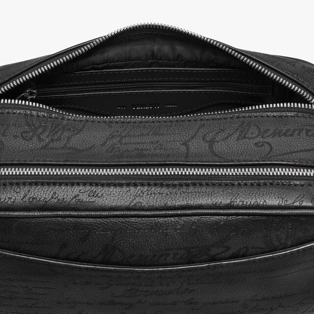 Formula 1003 Zipped Pouch In Scritto Leather, NERO GRIGIO, hi-res 11