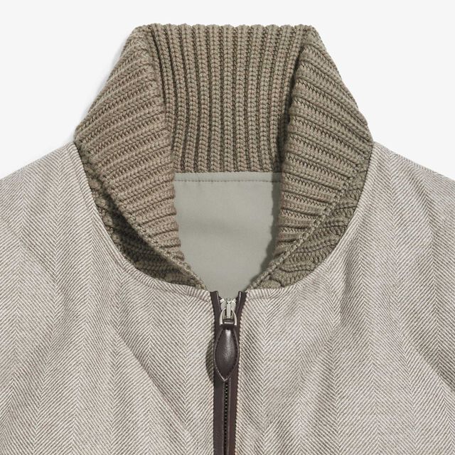 Doudoune Sans Manches en Laine à Chevrons, TAUPE GREY, hi-res 8
