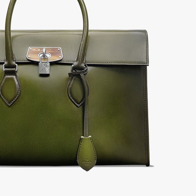 E'mio Horn and Leather Briefcase, NERO CAVIAR, hi-res 5