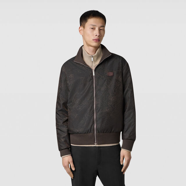 Reversible Wool & Scritto Nylon Tracksuit Blouson, EARTH BROWN, hi-res 3