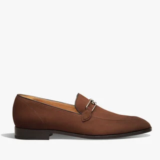 B Volute Nubuck Leather Loafer, MARRONE CASTAGNA, hi-res