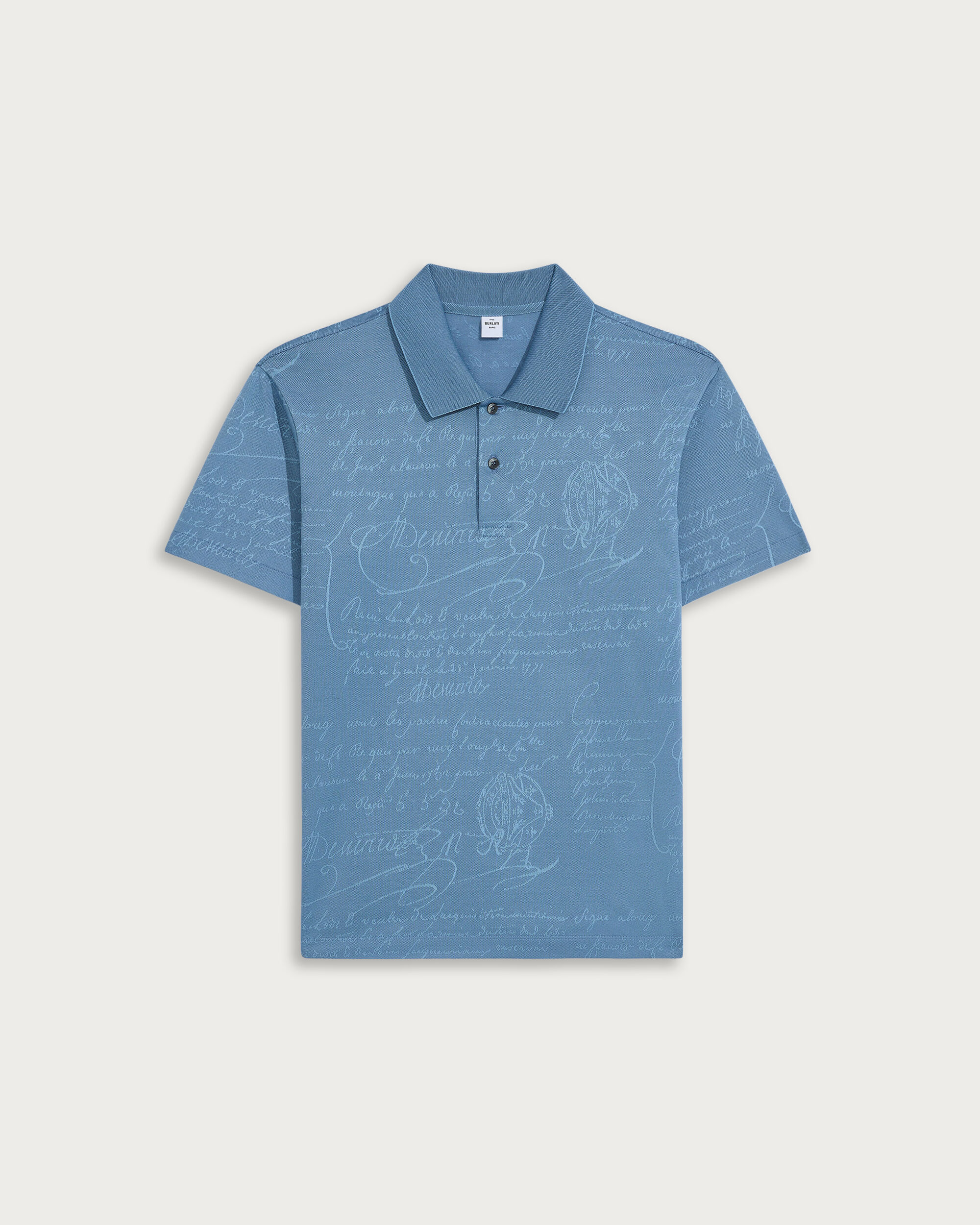 Scritto Pattern Piqu&eacute; Polo, Cornflower Blue, hi-res