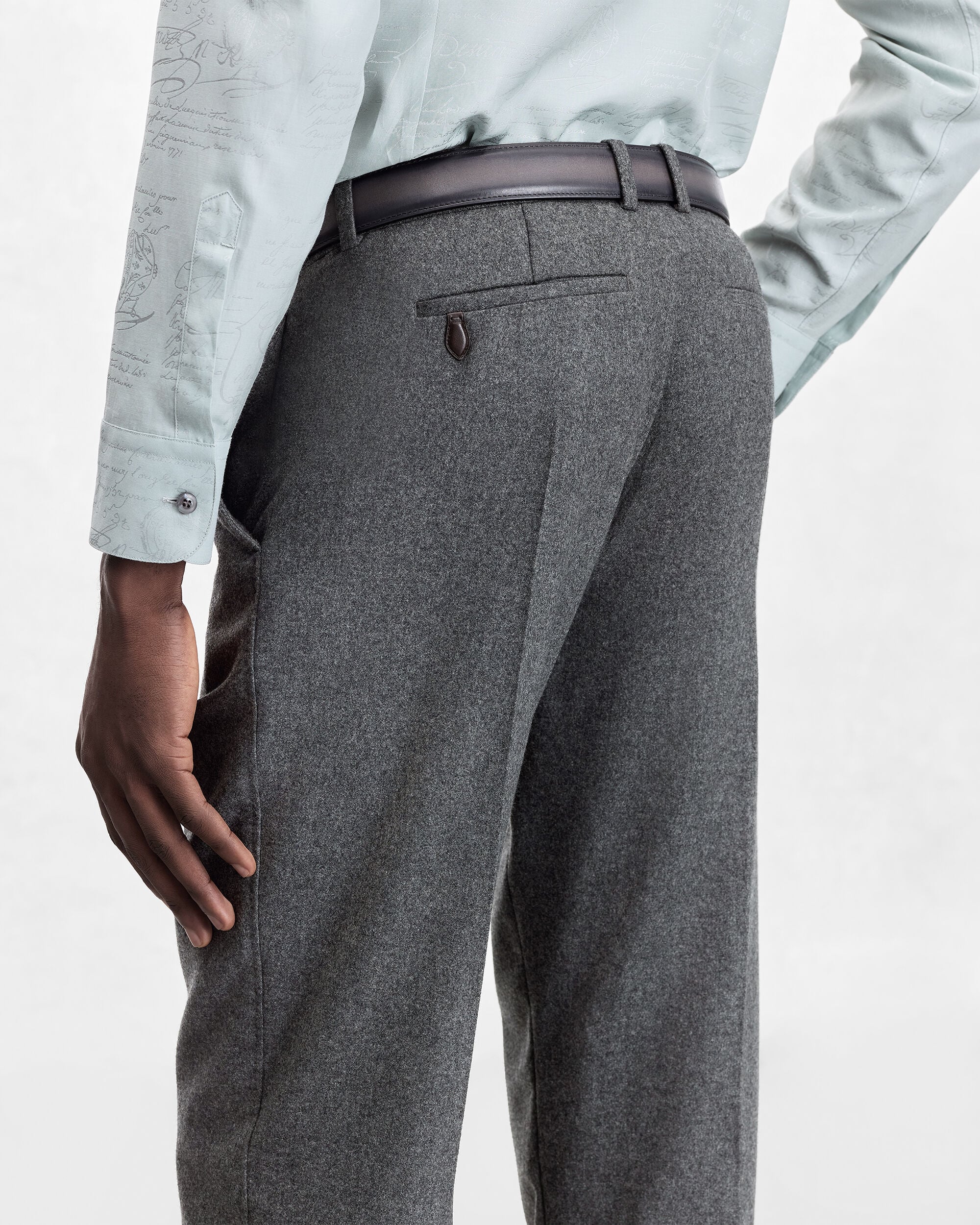 Pantalon Alessandro avec D&eacute;tail en Cuir, Anthracite, hi-res