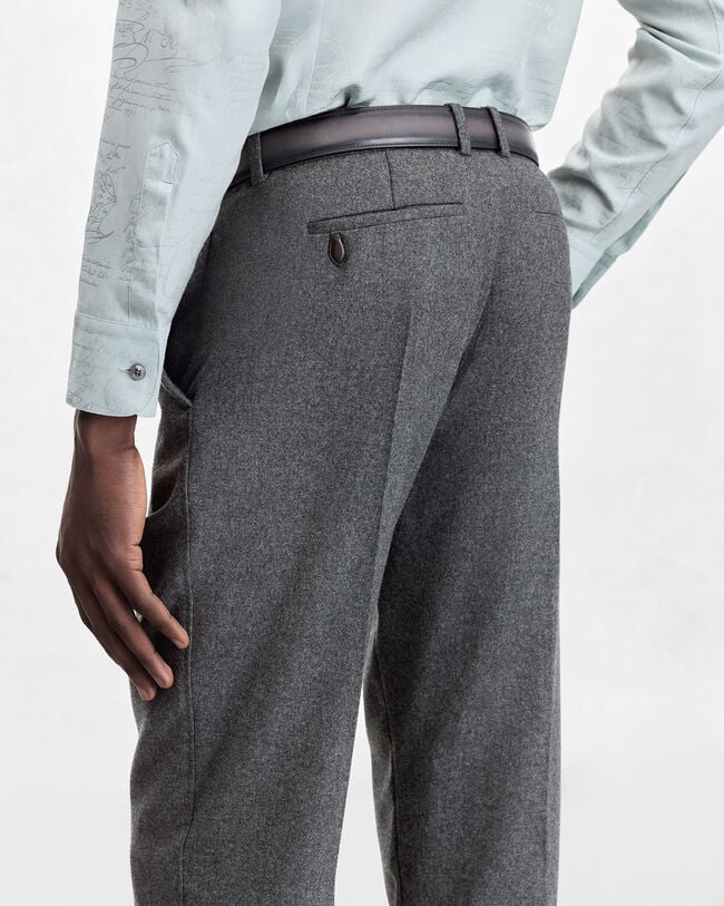Pantalon Alessandro avec D&eacute;tail en Cuir, Anthracite, hi-res