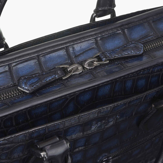 Un Jour Mini Alligator Leather Briefcase, NERO BLU, hi-res 7