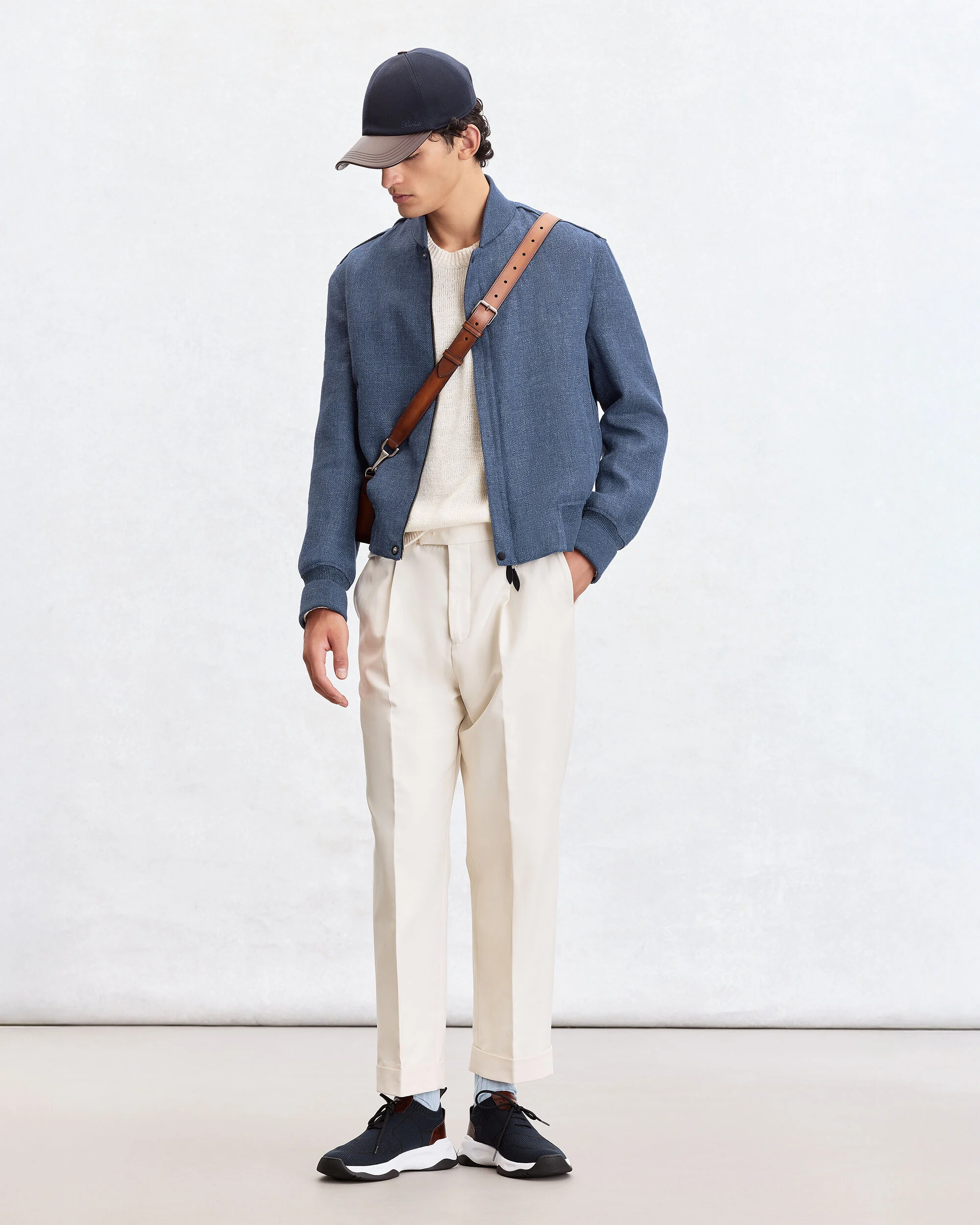 Light Bomber with Leather Details, Soladite Blue, hi-res