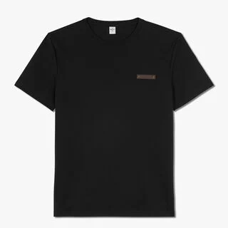 Leather Tab T-Shirt Slim Fit, NOIR, hi-res