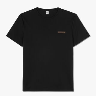 T-Shirt Avec Détail En Cuir Fit Slim, NOIR, hi-res