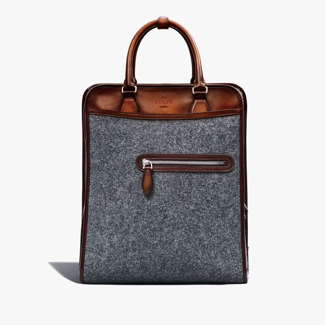 Sac A Dos Premier Jour En Laine Et Cuir, GRIGIO, hi-res 1