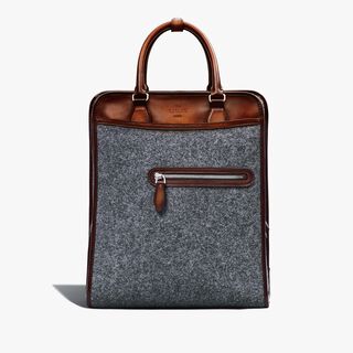 Sac A Dos Premier Jour En Laine Et Cuir, GRIGIO, hi-res