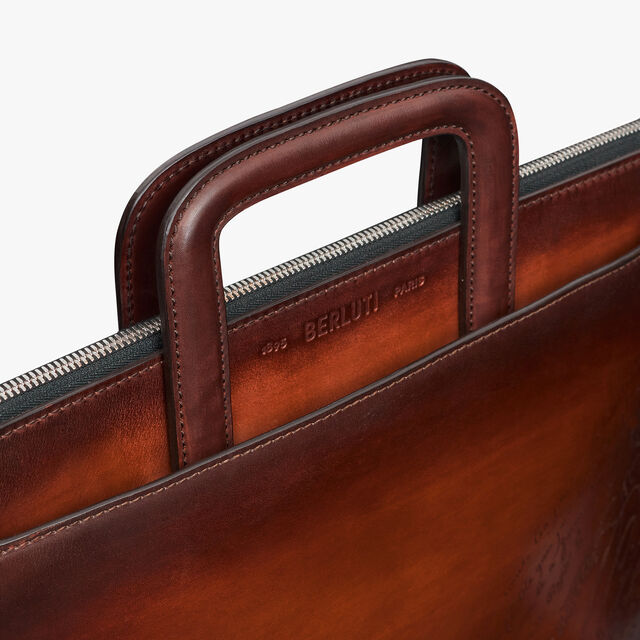 Lift II Scritto Leather Briefcase, CACAO INTENSO, hi-res 5