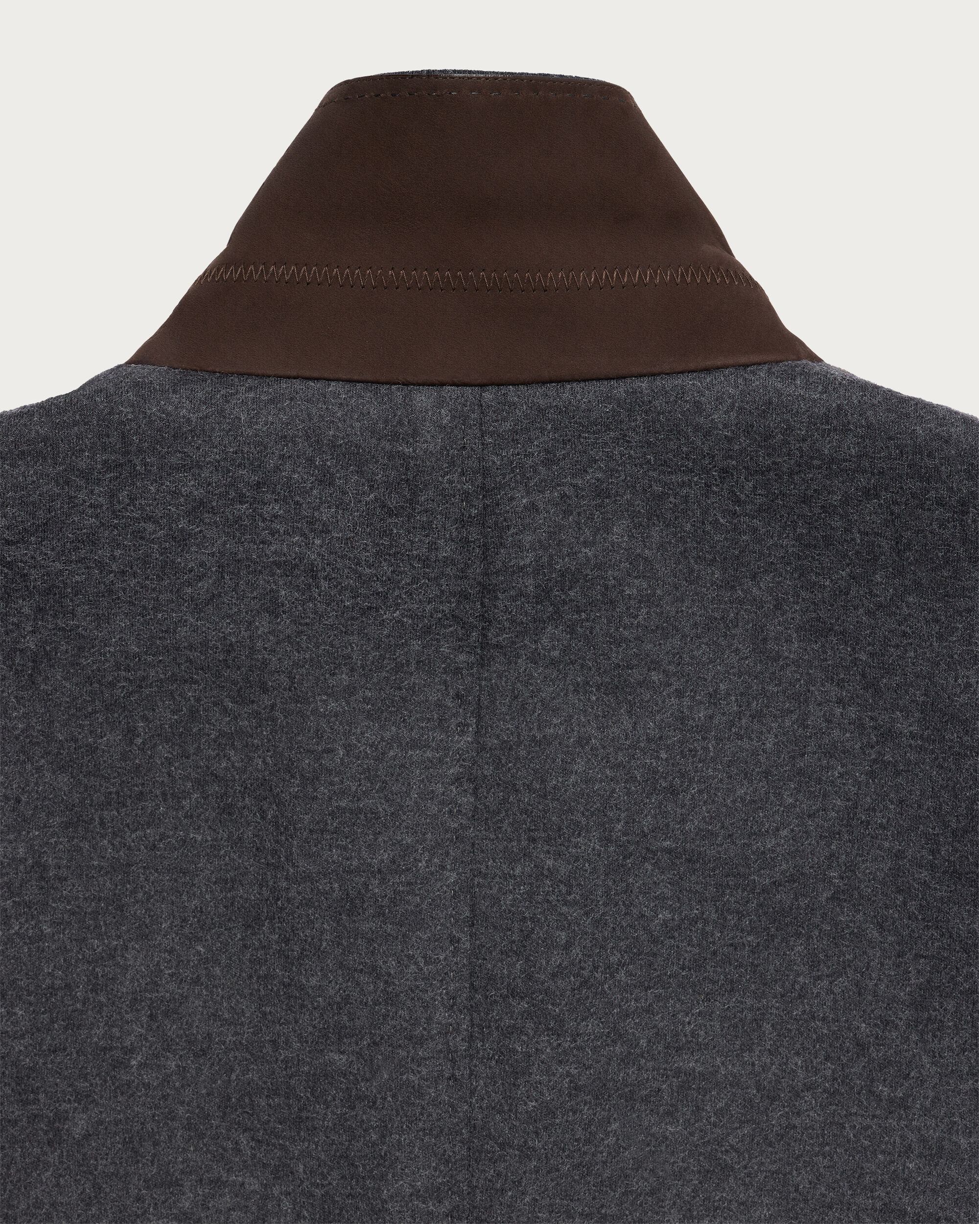 Jersey Jacket with Leather Details, Dark Grey Melange, Image 2