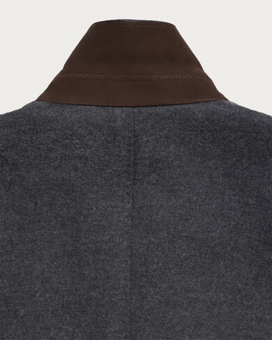 Jersey Jacket with Leather Details, Dark Grey Melange, hi-res