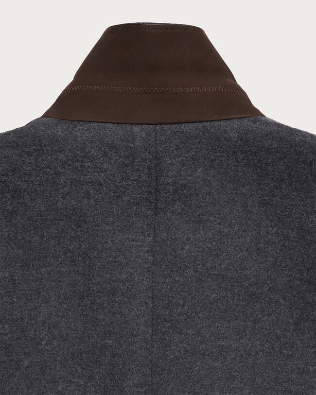 Jersey Jacket with Leather Details, Dark Grey Melange, hi-res