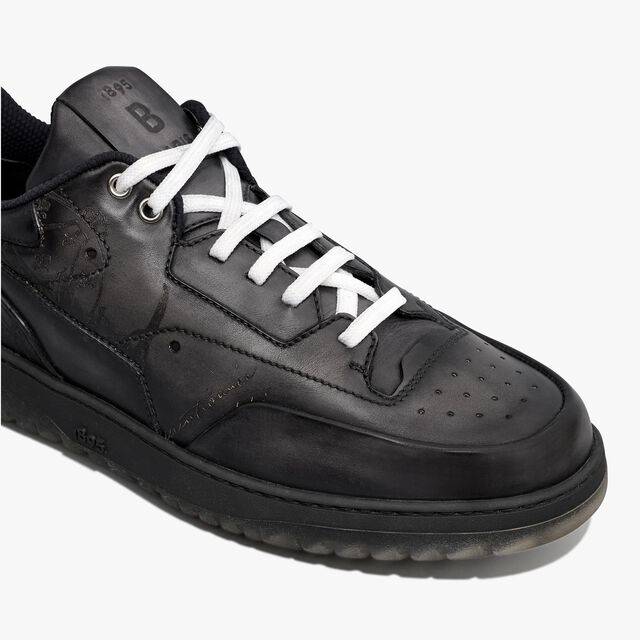 Sneaker Playoff En Cuir Scritto, FULL BLACK, hi-res 6