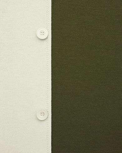 Bicolor Knitted Foresti&egrave;re with Leather Details, Ecru & Kaki, hi-res
