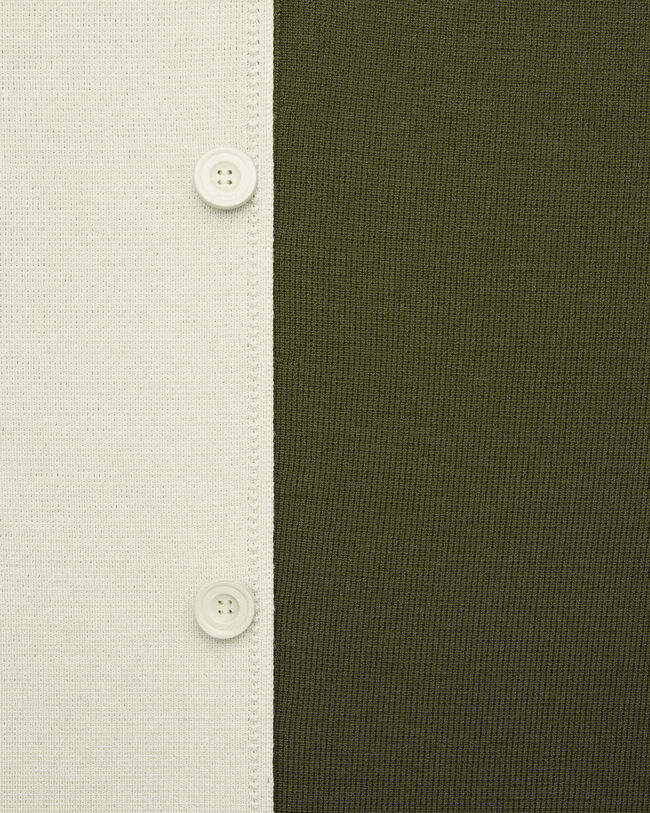 Bicolor Knitted Foresti&egrave;re with Leather Details, Ecru & Kaki, hi-res