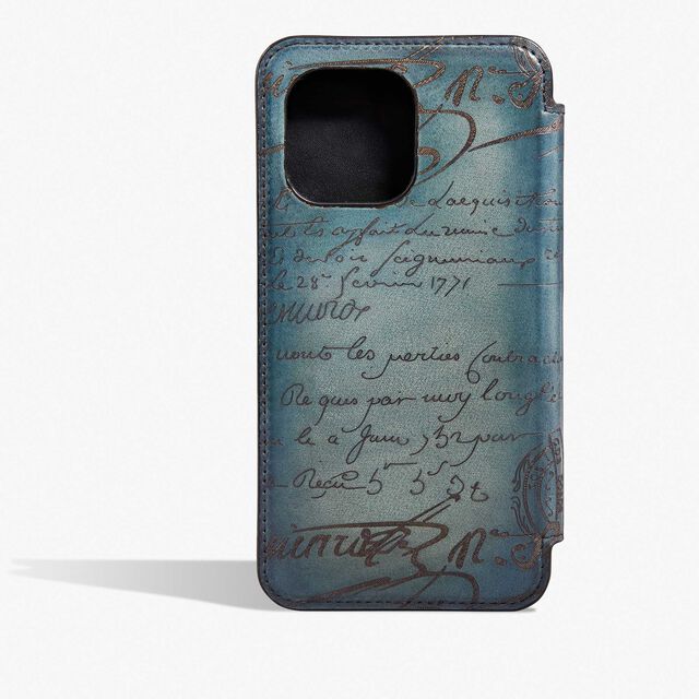 Étui iPhone 15 Pro Max Folio En Cuir Scritto, STONE DENIM, hi-res 2