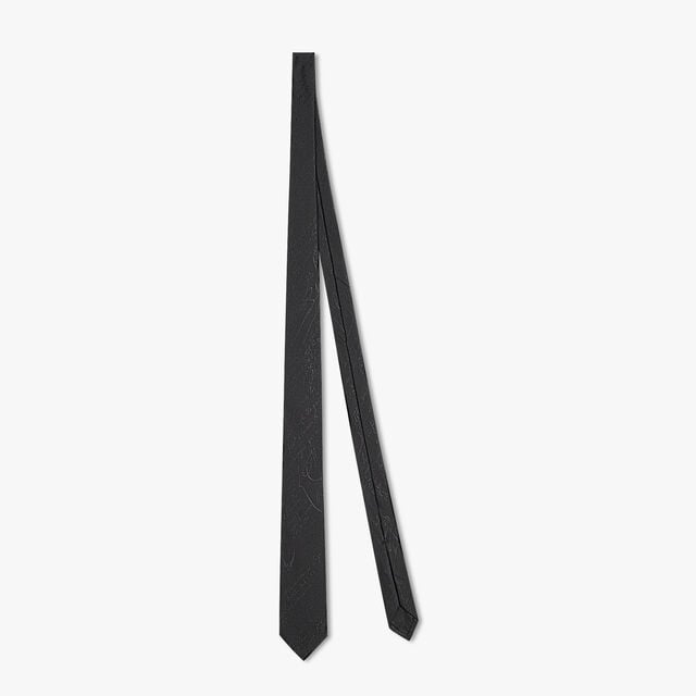 Jacquard Scritto Silk Tie, NOIR, hi-res 1